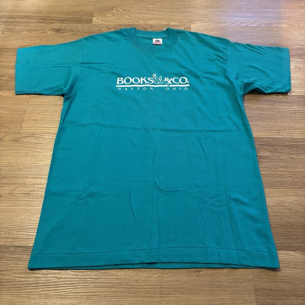 VTG 90s Books & Co Dayton, OH T-Shirt L Booklover Double Sided Single Stitch Tee